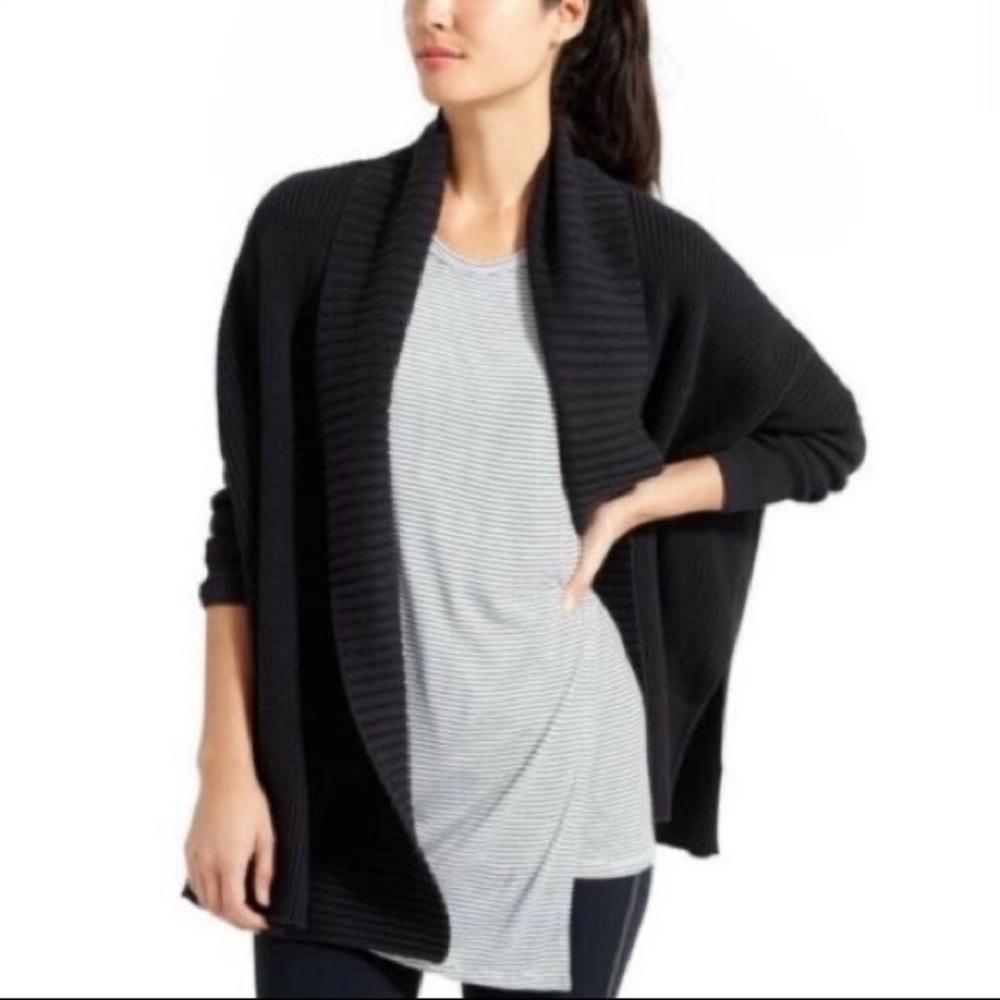 Athleta Peaceful Wrap Cocoon Open Cardigan Black XS
